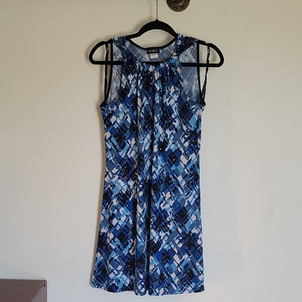 MSK Women's Blue Patterned Dress